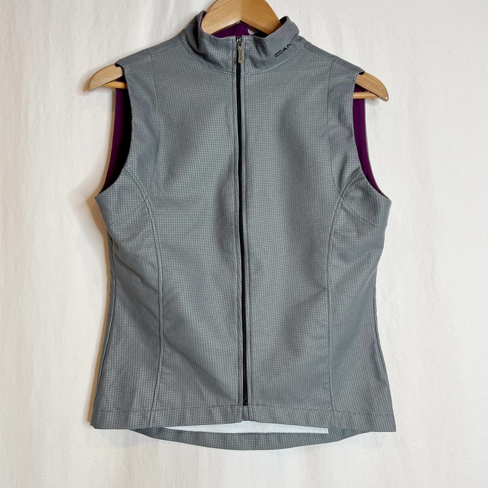Canari Women's Cycling Windbreaker Vest Size Medium Full Zip Gray Purple USA